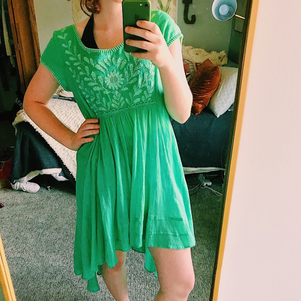 free people green dress/swimsuit coverup